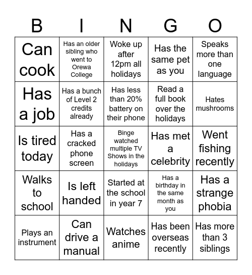 Find someone who... Bingo Card