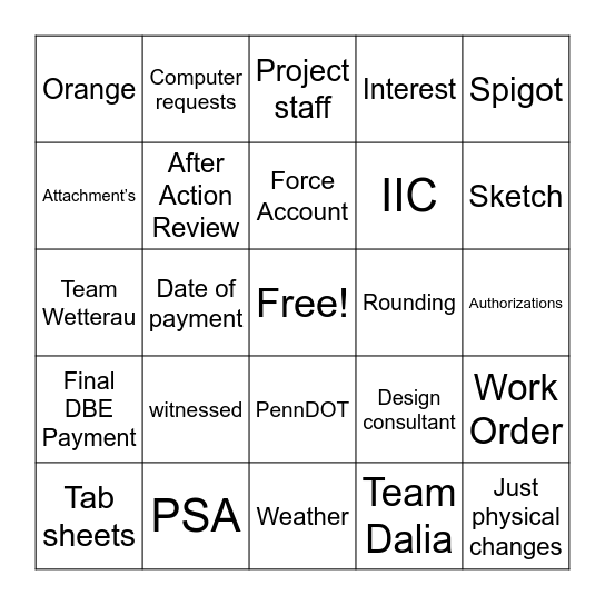 FU WINTER SCHOOL BINGO Card