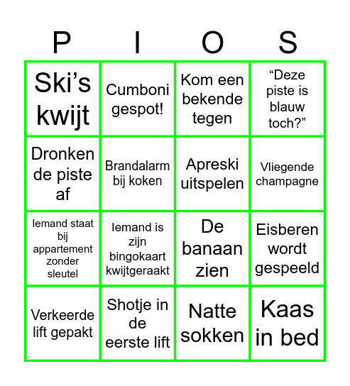 Skingo Bingo Card