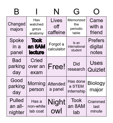 STEM Night Bingo Card