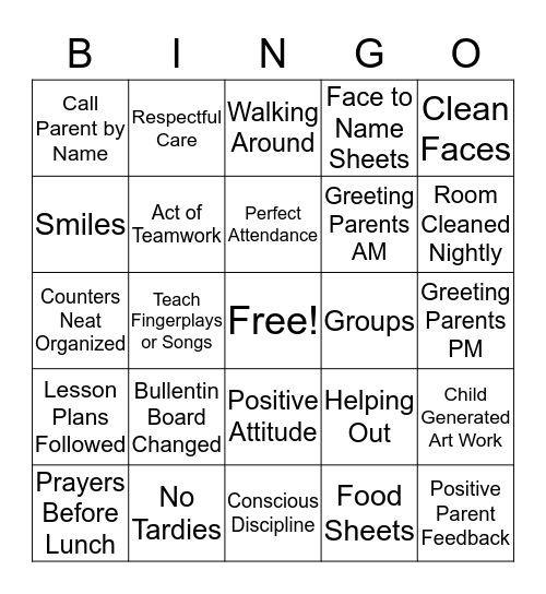 Apple Tree Bingo Card