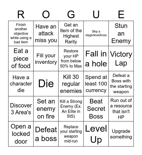 Roguelite/Like Bingo Card