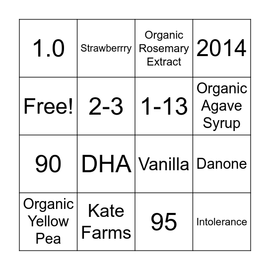 Kate Farms Bingo Card