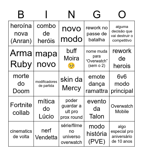 OVERWATCH SPOTLIGHT Bingo Card