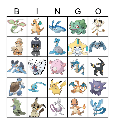Pokemon Bingo! Bingo Card