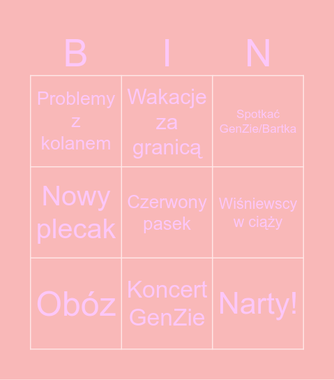 BINGO 2026 Bingo Card