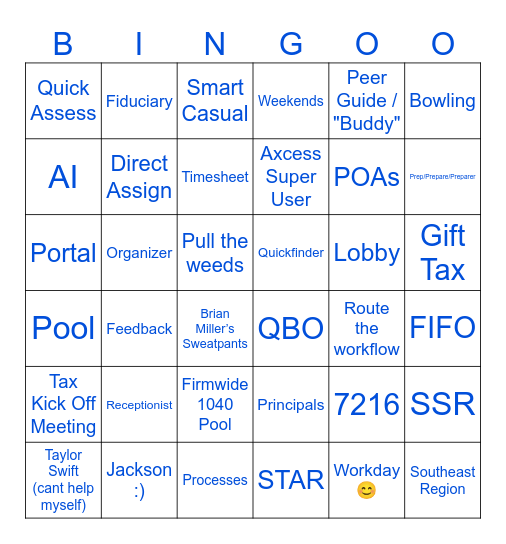 AA Tax Season Kick Off - 2025 Bingo Card