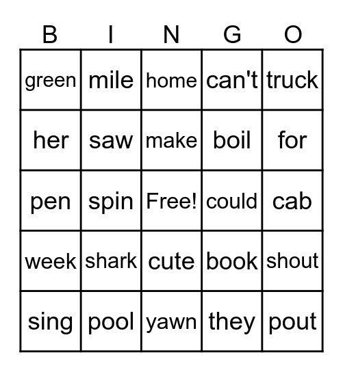Skills Bingo Card