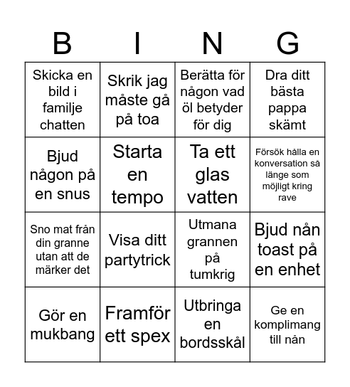 Rave Bingo Card