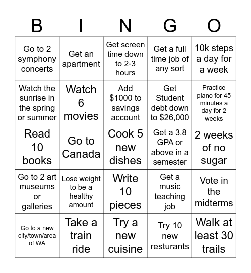2026 BINGO Card Bingo Card