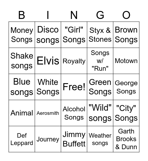 Music Bingo Card