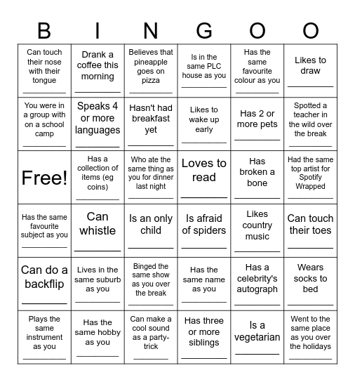 Find someone who... Bingo Card