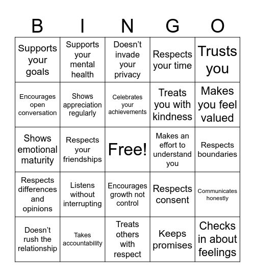 Green Flags Bingo Card