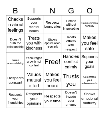 Green Flags Bingo Card