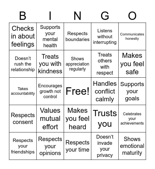 Green Flags Bingo Card