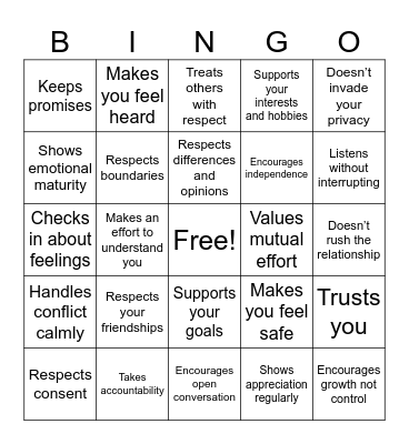 Green Flags Bingo Card