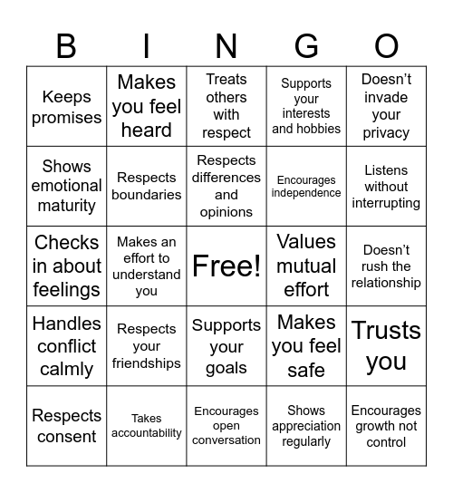 Green Flags Bingo Card
