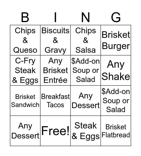 Jan. Contest Lunch Bingo Card