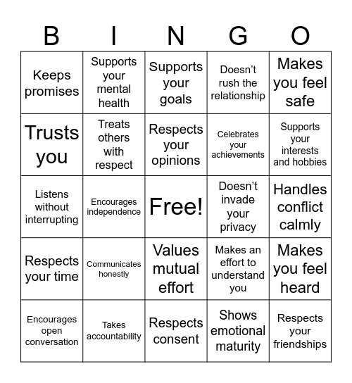 Green Flags Bingo Card