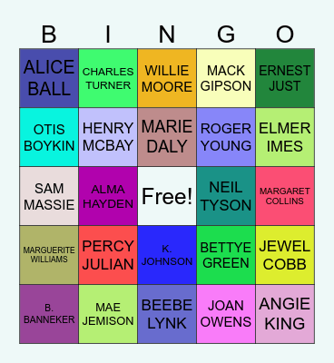 FAMOUS BLACK SCIENTISTS Bingo Card