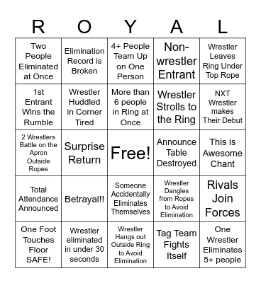 2026 ROYAL RUMBLE Bingo Card