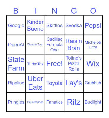 BPI Super Bowl Ad Bingo! Bingo Card