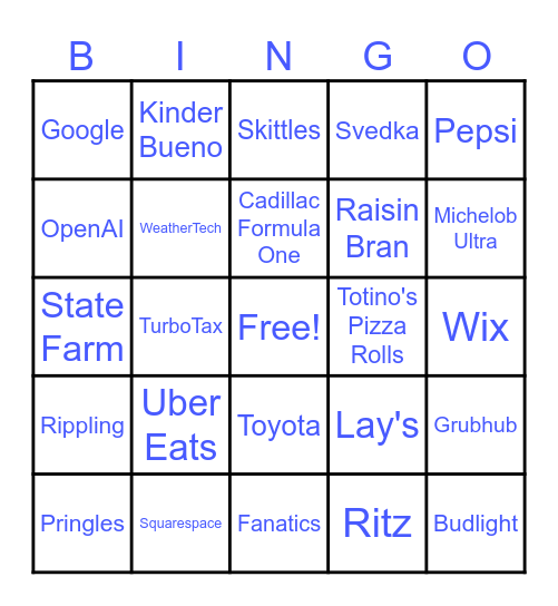 BPI Super Bowl Ad Bingo! Bingo Card