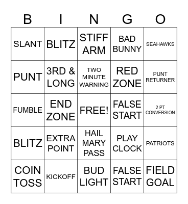 FOOTBALL Bingo Card