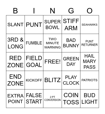 FOOTBALL Bingo Card