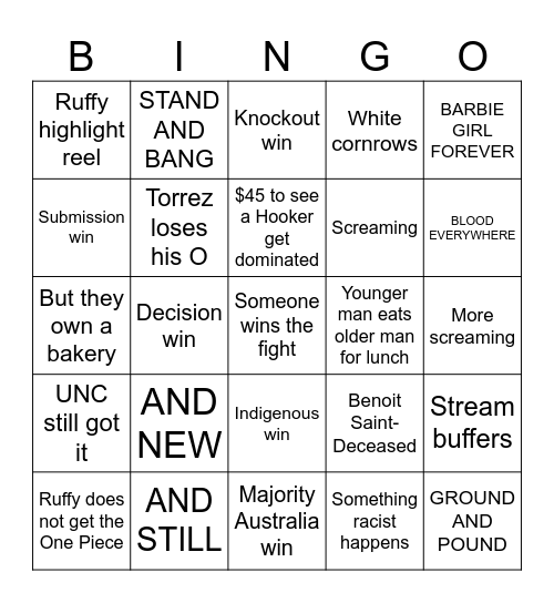 Volk 2 Volk Harder Bingo Card