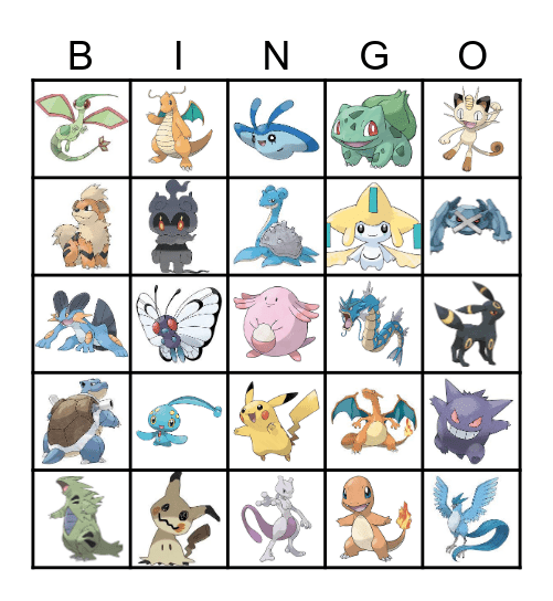 Pokemon Bingo! Bingo Card