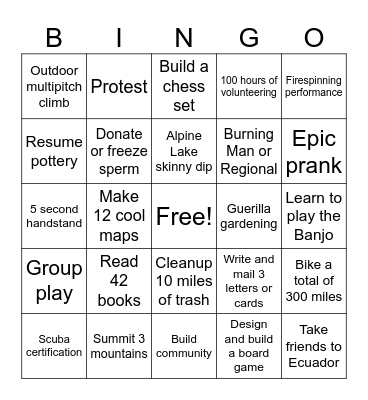 Mateo's 2026 Bingo Card