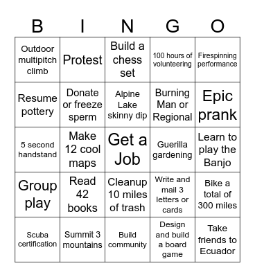 Mateo's 2026 Bingo Card