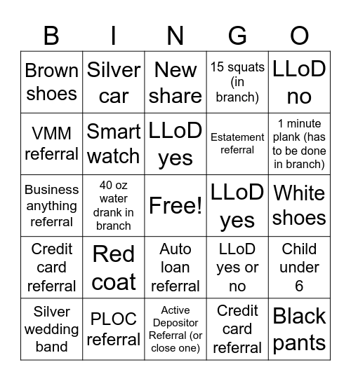 Frontier CU BINGO Card
