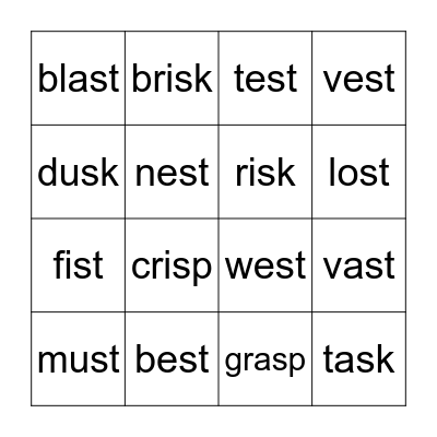 3.5 Final S Blend Bingo Card