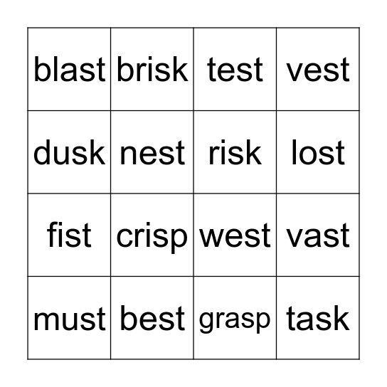 3.5 Final S Blend Bingo Card