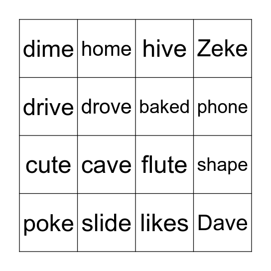 5.3 Long Vowels Bingo Card