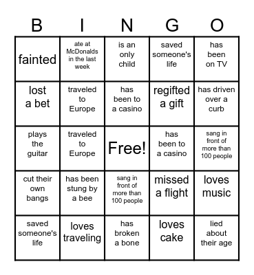 Find Someone Who Bingo Card