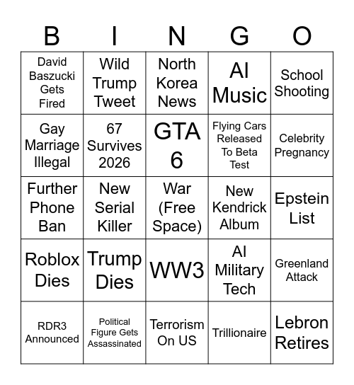 2026 Bingo Card