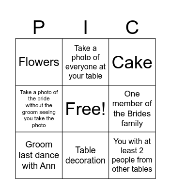 WEDDING BINGO Card