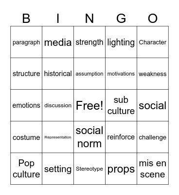 Week 1 Bingo Card