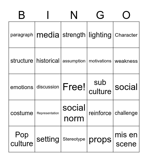 Week 1 Bingo Card