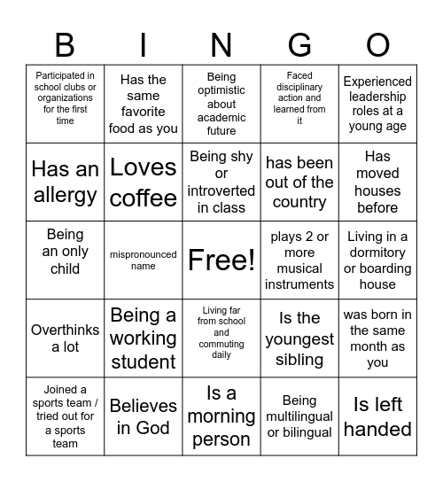 Untitled Bingo Card