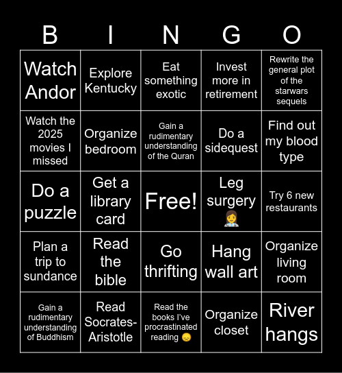 2026 Bingo Card