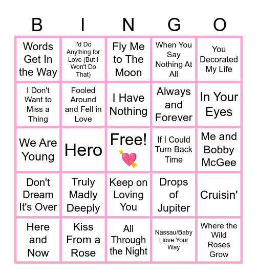 MUSIC BINGO at the Ann Arbor Eagles! Valentine's Preview... Hug your sweetie close!💖 Bingo Card
