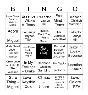 The Nod Presents: Music Bingo Card