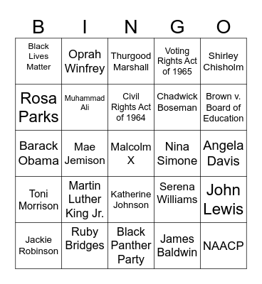 Black History Month BINGO 2026 Bingo Card