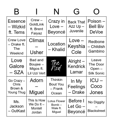 The Nod Presents: Music Bingo Card