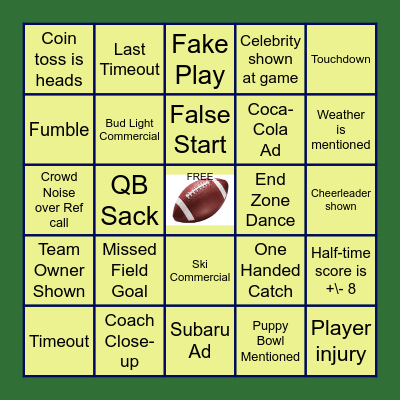 SUPER BOWL LX BINGO Card