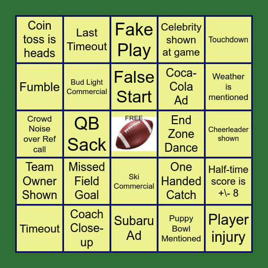 SUPER BOWL LX BINGO Card